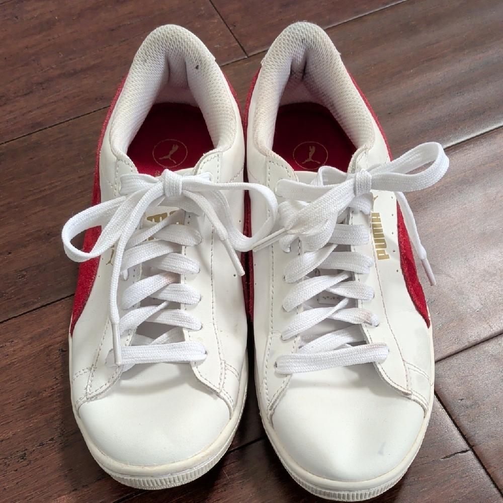 Puma Classic White and Red Sneakers